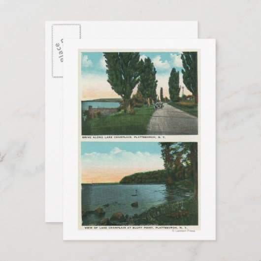 Uitzicht van het meer van ChamPlaarddrive Briefkaart (Voorkant / Achterkant)