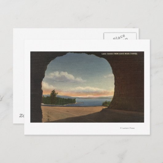 Uitzicht van het meer van de Cave Rock Tunnel Briefkaart (Voorkant / Achterkant)