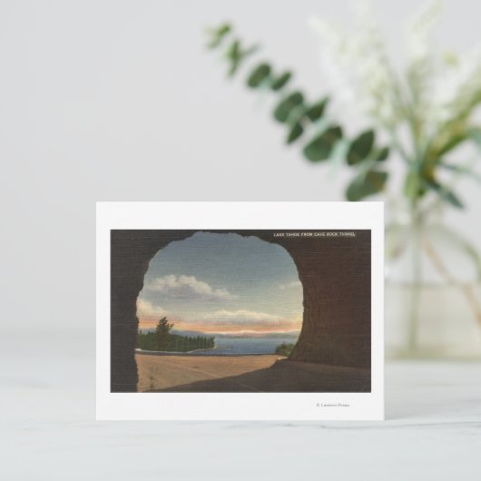 Uitzicht van het meer van de Cave Rock Tunnel Briefkaart (Staand voorkant)