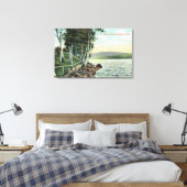 Uitzicht van het meer van de Shore Canvas Afdruk (Insitu (Slaapkamer))