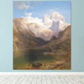 Uitzicht van het meer van Gosau naar de Dachstein Canvas Afdruk (Insitu (Houten vloer))