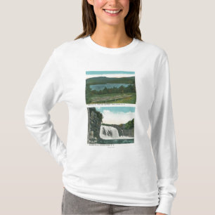 Uitzicht van het meer van Mt Whitney, regenboogHer T-shirt
