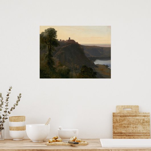 Uitzicht van het meer van Nemi - Jules Coignet Fin Poster (Keuken)