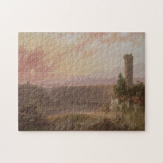 Uitzicht van het meer van Nemi op Sunset Legpuzzel (Horizontaal)