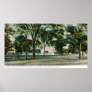 Uitzicht van het meer van Quannapowitt en Lakeside Poster