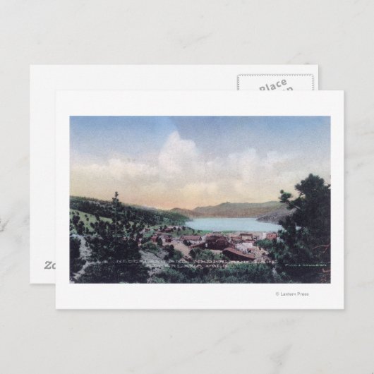 Uitzicht van het meer van Town en Nederland Briefkaart (Voorkant / Achterkant)