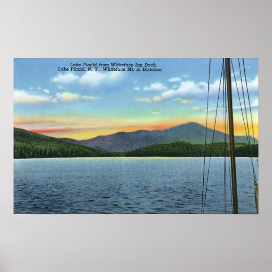 Uitzicht van het meer van Whiteface Inn Dock Poster (Voorkant)