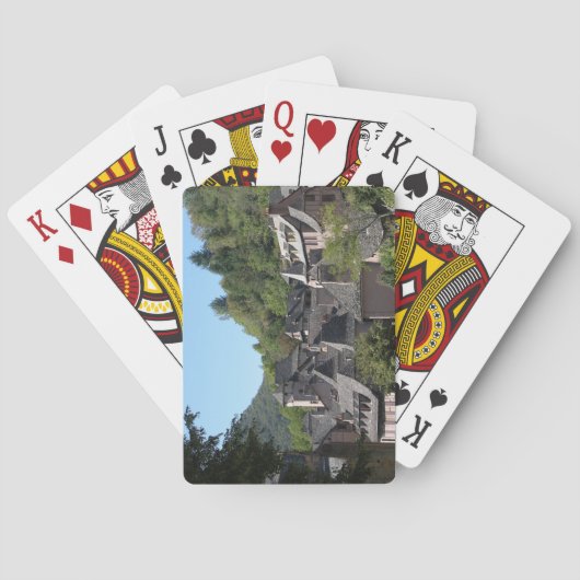Uitzicht van het middeleeuwse dorp (foto) pokerkaarten (Achterkant)