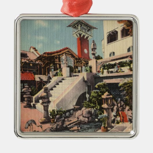 Uitzicht van het Mission Inn & Oriental Court Metalen Ornament (Voorkant)