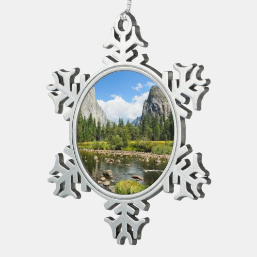 Uitzicht van het Nationaal Park van Yosemite Tin Sneeuwvlok Ornament (Rechts)