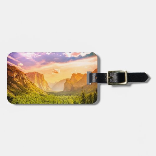 Uitzicht van het Nationaal Park Yosemite Bagagelabel (Voorkant horizontaal)