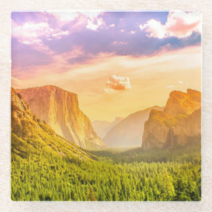 Uitzicht van het Nationaal Park Yosemite Glazen Onderzetter