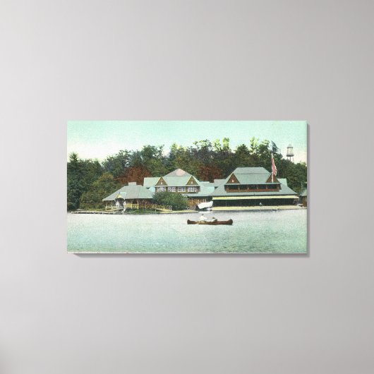 Uitzicht van het Norumbega Park Boat House Canvas Afdruk (Voorkant)