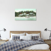 Uitzicht van het Norumbega Park Boat House Canvas Afdruk (Insitu (Slaapkamer))