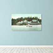 Uitzicht van het Norumbega Park Boat House Canvas Afdruk (Insitu (Houten vloer))