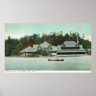 Uitzicht van het Norumbega Park Boat House Poster