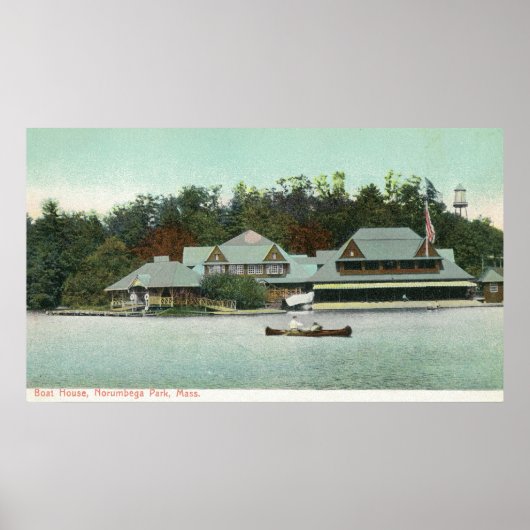 Uitzicht van het Norumbega Park Boat House Poster (Voorkant)