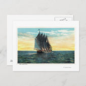 Uitzicht van het oude Franse kasteel, drie vlaggen Briefkaart (Voorkant / Achterkant)