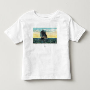 Uitzicht van het oude Franse kasteel, drie vlaggen Kinder Shirts