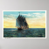 Uitzicht van het oude Franse kasteel, drie vlaggen Poster (Voorkant)