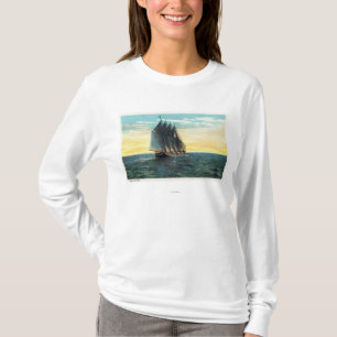 Uitzicht van het oude Franse kasteel, drie vlaggen T-shirt