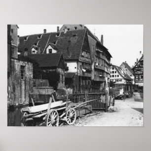 Uitzicht van het oude kwartaal, Ulm, c.1910 Poster