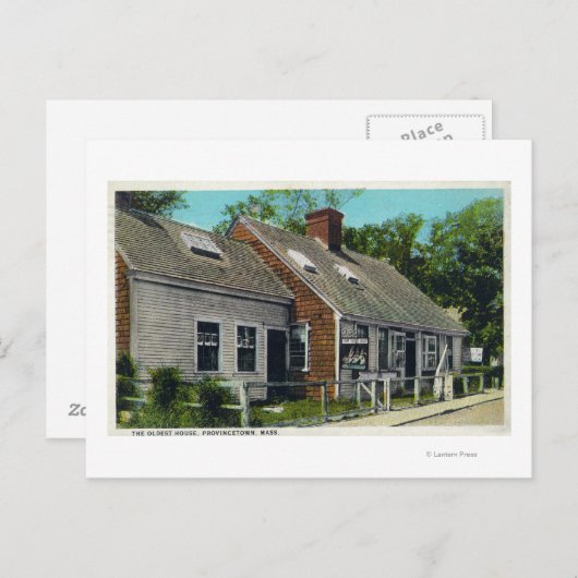 Uitzicht van het oudste huis in de stad briefkaart (Voorkant / Achterkant)