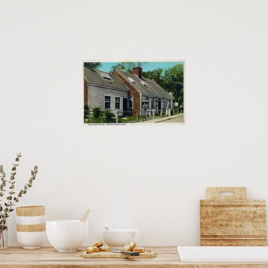 Uitzicht van het oudste huis in de stad poster (Keuken)