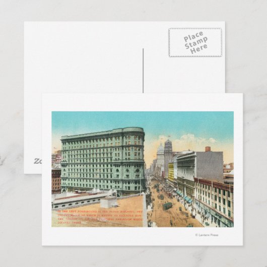 Uitzicht van het overstromingsgebouw briefkaart (Voorkant / Achterkant)