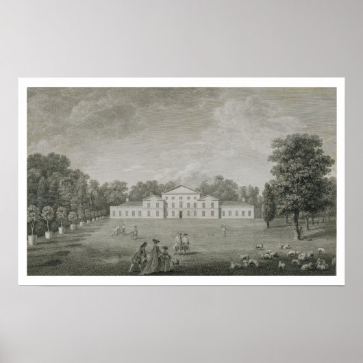 Uitzicht van het paleis bij Kew van het gras, gegr Poster (Voorkant)
