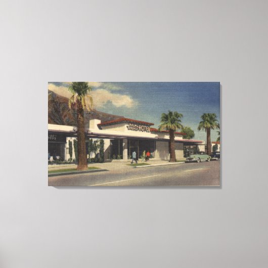 Uitzicht van het Palm Springs-hotel Canvas Afdruk (Voorkant)