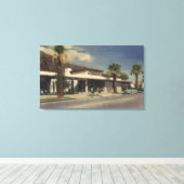 Uitzicht van het Palm Springs-hotel Canvas Afdruk (Insitu (Houten vloer))