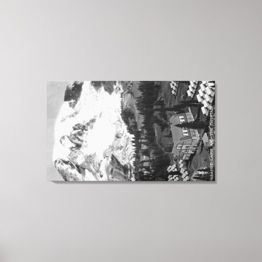 Uitzicht van het Paradise-kamp en Mt Rainier Canvas Afdruk (Voorkant)