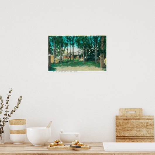 Uitzicht van het park Idaho voor het gemeentetoeri Poster (Keuken)