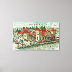 Uitzicht van het park Luna Park Caf � en Natatoriu Canvas Afdruk