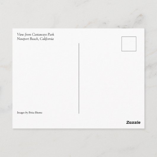 Uitzicht van het Park van Castaways, Krankel Newpo Briefkaart (Achterkant)