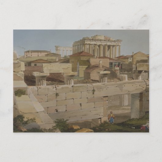 Uitzicht van het Parthenon van de Propylaea, bord Briefkaart (Voorkant)
