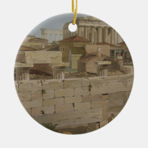Uitzicht van het Parthenon van de Propylaea, bord Keramisch Ornament