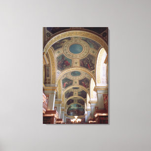 Uitzicht van het plafond van de geboden bibliothee canvas afdruk