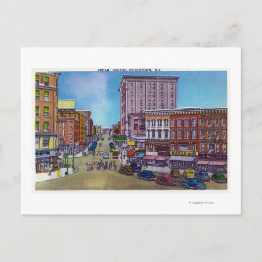 Uitzicht van het plein briefkaart (Voorkant)