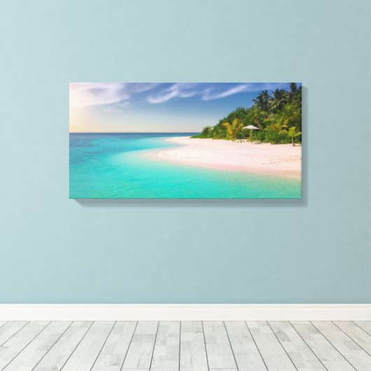 Uitzicht van het prachtige eiland met Turquoise Wa Canvas Afdruk (Insitu (Houten vloer))