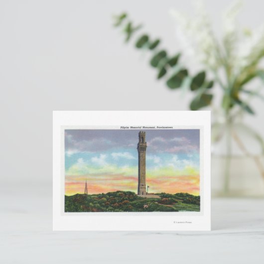 Uitzicht van het Provincetown Pilgrim Memorial Mon Briefkaart (Staand voorkant)