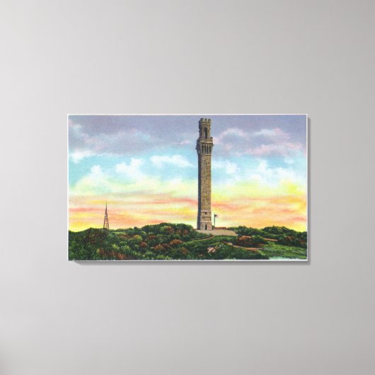 Uitzicht van het Provincetown Pilgrim Memorial Mon Canvas Afdruk (Voorkant)