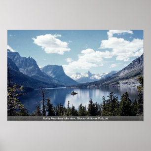 Uitzicht van het Rocky Mountain-meer, Glacier Nati Poster