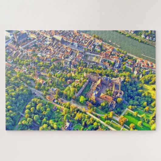 Uitzicht van het romantische Heidelberg-gebouw & - Legpuzzel (Horizontaal)