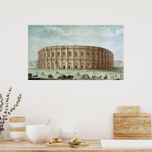 Uitzicht van het Romeinse amfitheater Poster (Keuken)