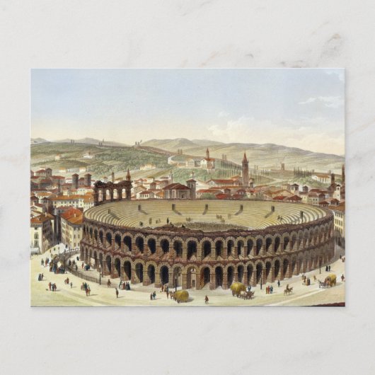 Uitzicht van het Romeinse amfitheater te Verona, g Briefkaart (Voorkant)