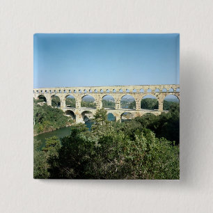 Uitzicht van het Romeinse aquaduct, gebouwd c.19 B Vierkante Button 5,1 Cm