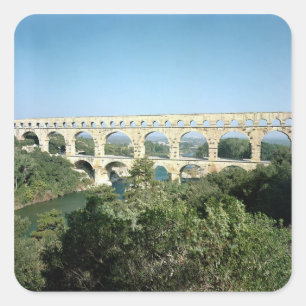 Uitzicht van het Romeinse aquaduct, gebouwd c.19 B Vierkante Sticker