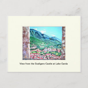 Uitzicht van het Scaligero Castle bij Lake Garda P Briefkaart